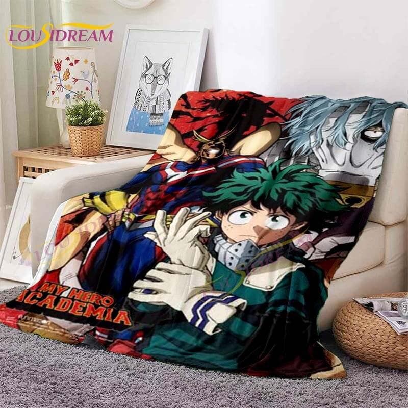 My Hero Academia Blanket Anime Blankets Midoriya Izuku Blankets Bed Sofa Lazy Soft Blanket Boys Girls Kids Gift Flannel Blankets 75x90cm