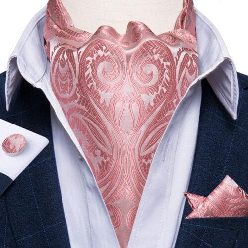 Mens Ascot Silk Cravat Blue Paisley Tie Handkerchief Cufflinks Set Formal Party LDAS2091