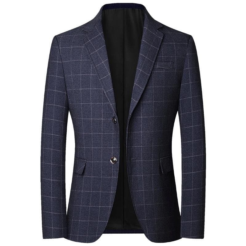 2024 New Plaid Loose Suit Men's Wool Fashion Handsome with Boutique Business Slim Small Suit Formal Single West Jacket M-4XL L black