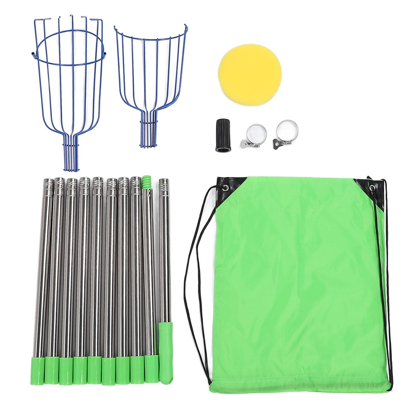 Stainless Steel Fruit Picker Tool with Basket Pole Easy to Assemble Fruits Catcher Tree Picker