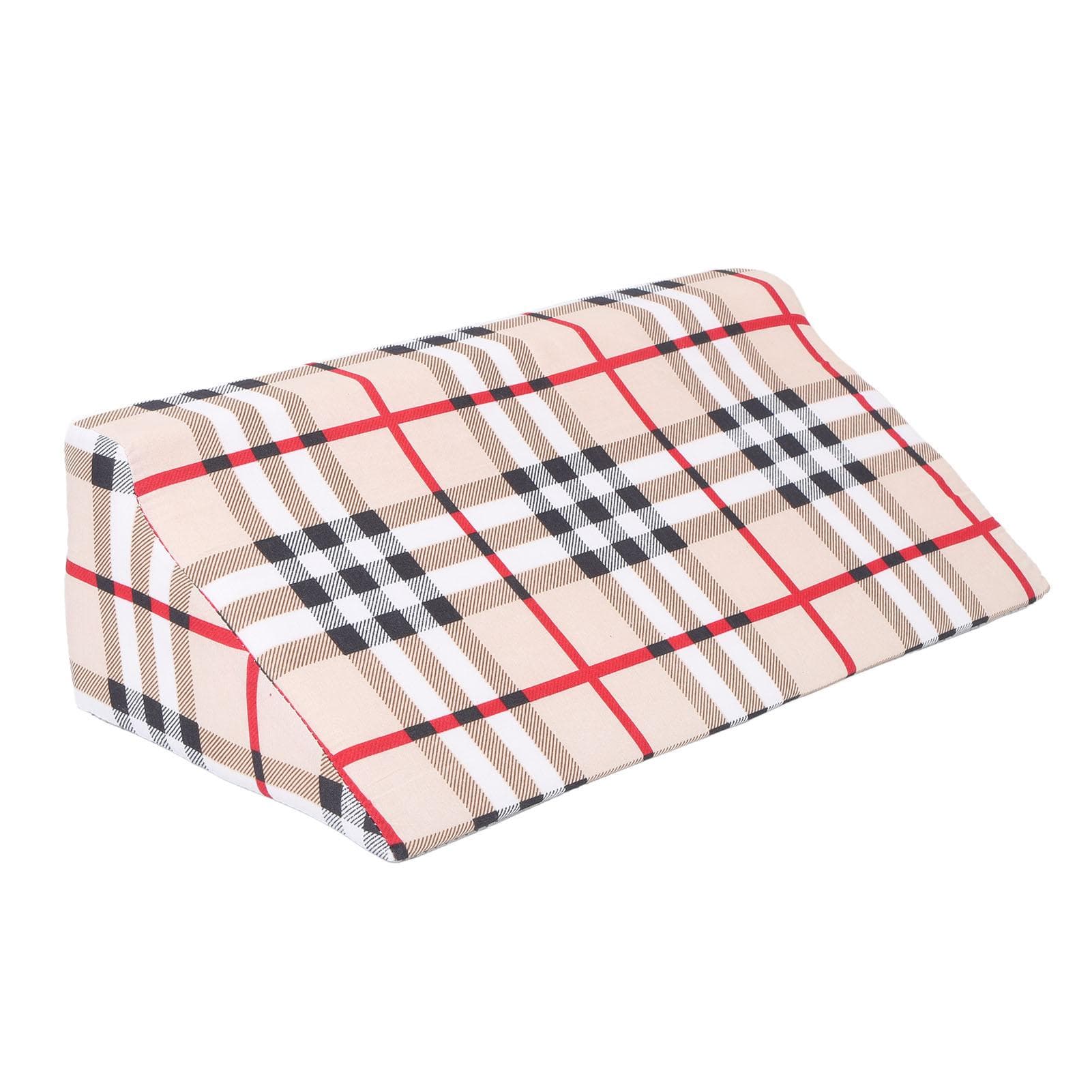 Wedge Pillow R Shaped Removable Slip Resistance Plaid Pattern Bedsore Turning Wedge Pillow for Side 50x25x15cm / 19.7x9.8x5.9in