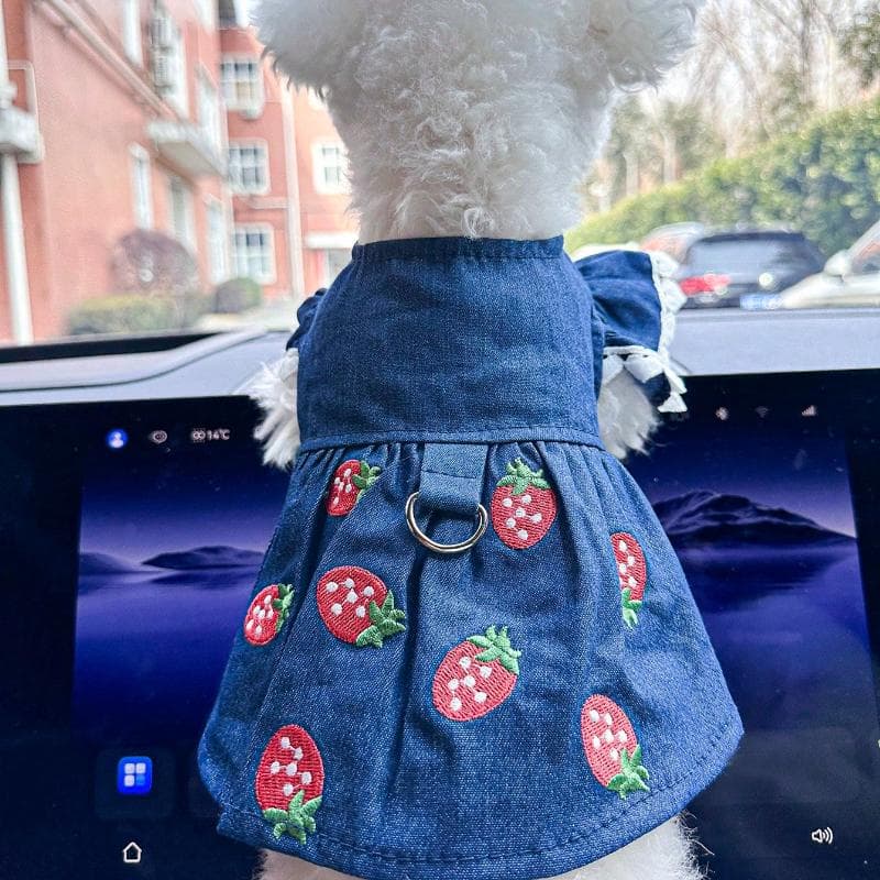 1pc Pet Clothes Strawberry Dress for Small Dogs & Cats, Cute Outfit for Puppies and Kittens XL blue