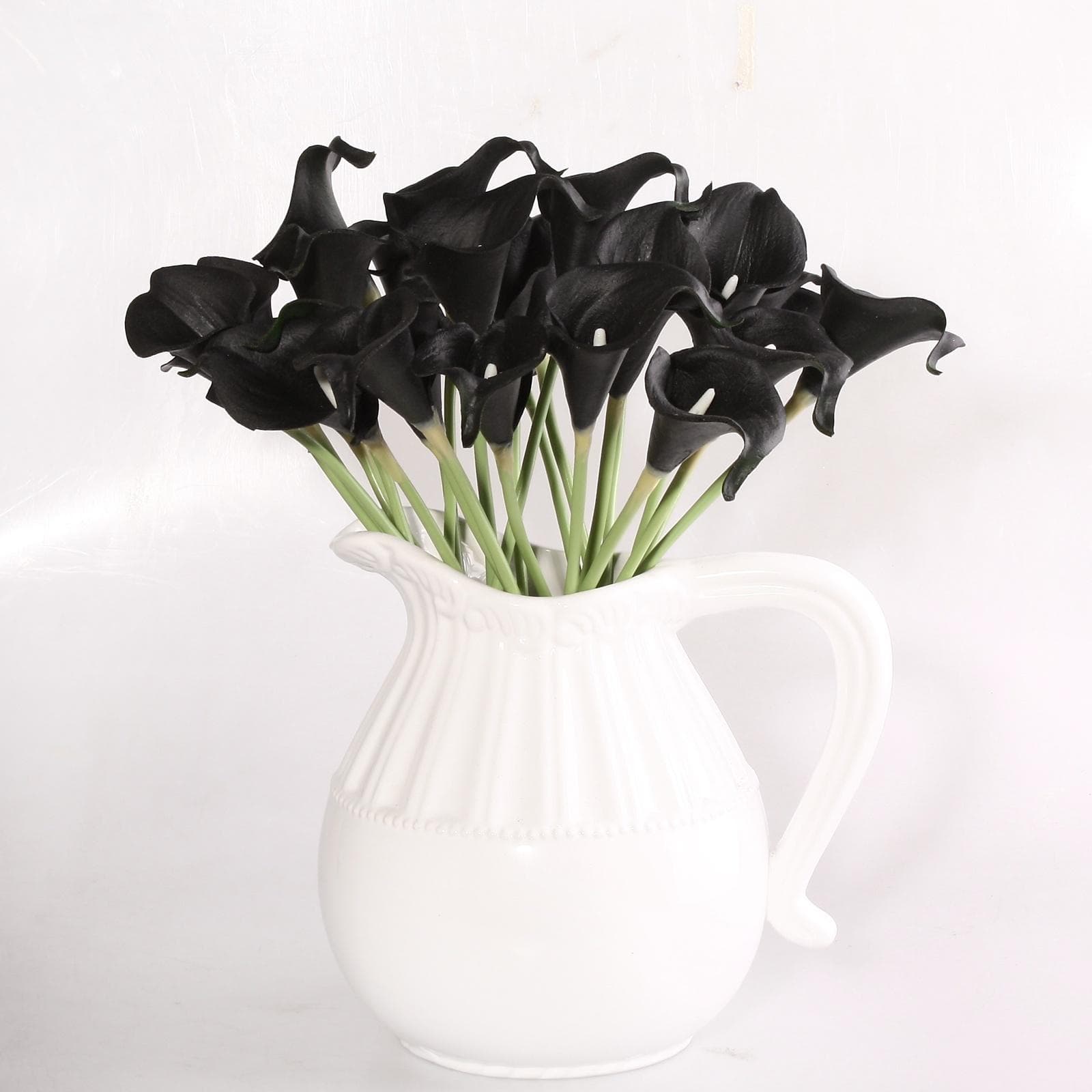 Pack of 10 Fake Flowers Simulation Flowers Calla Lily Bridal Wedding Bouquet Head Latex Real Touch Flower Bouquets Home Party Decor 10pcs black