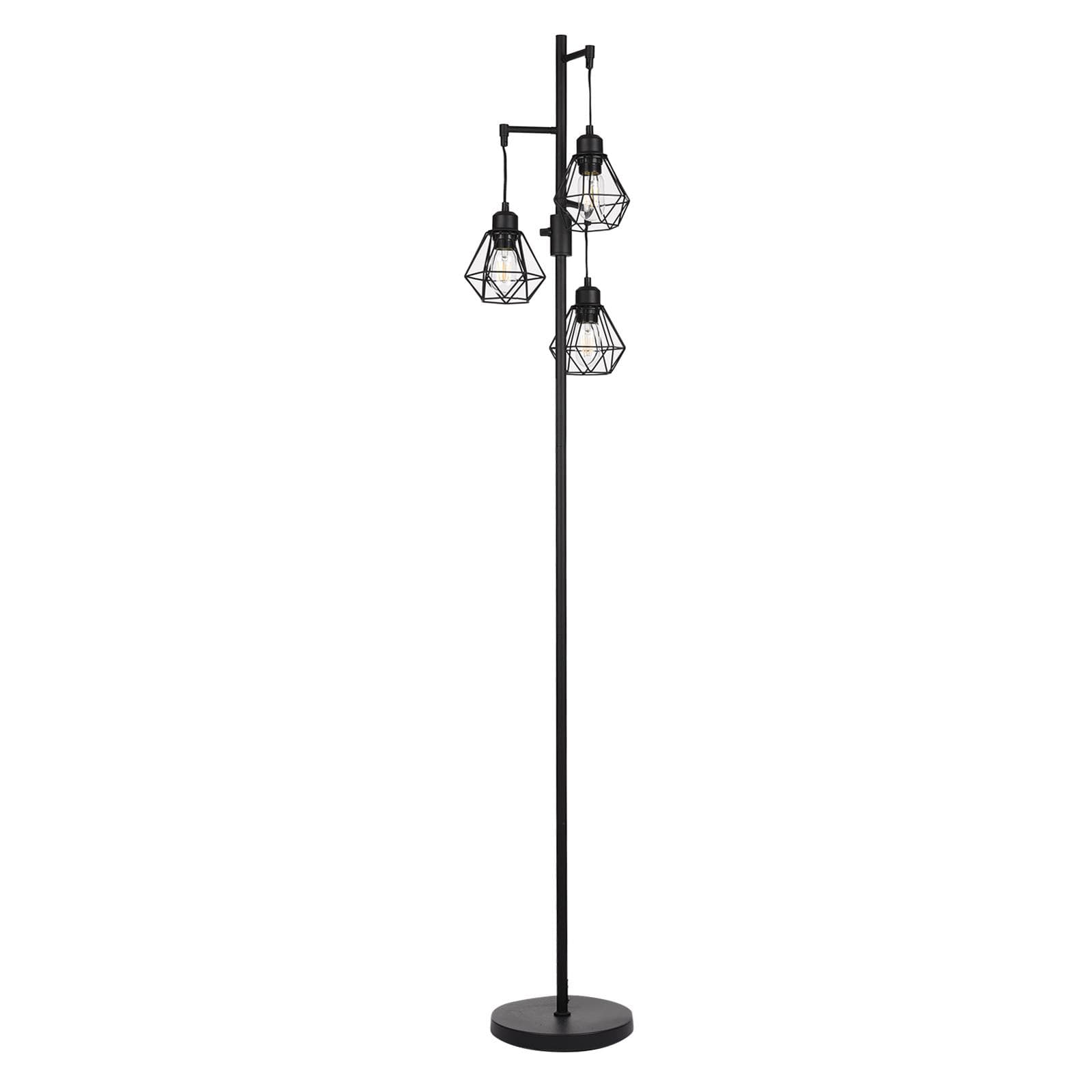 Industrial Floor Lamp with 3 Dimmable LED Bulbs Standing Lamp for Living Room Tree Floor Lamp Tall US Plug black