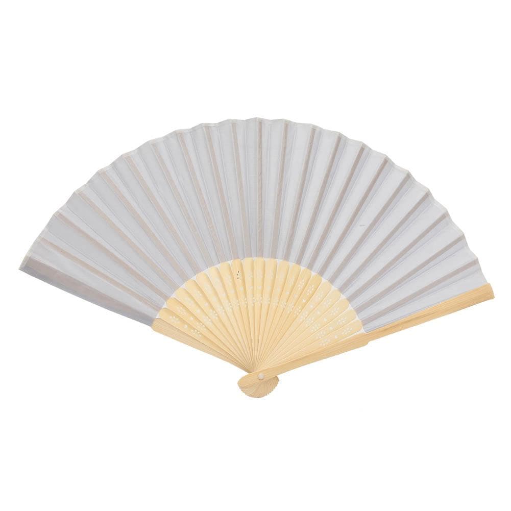 Pure Color Bamboo Folding Fabric Handheld Fan Wedding Party Home Decoration Gift (Silver) silver