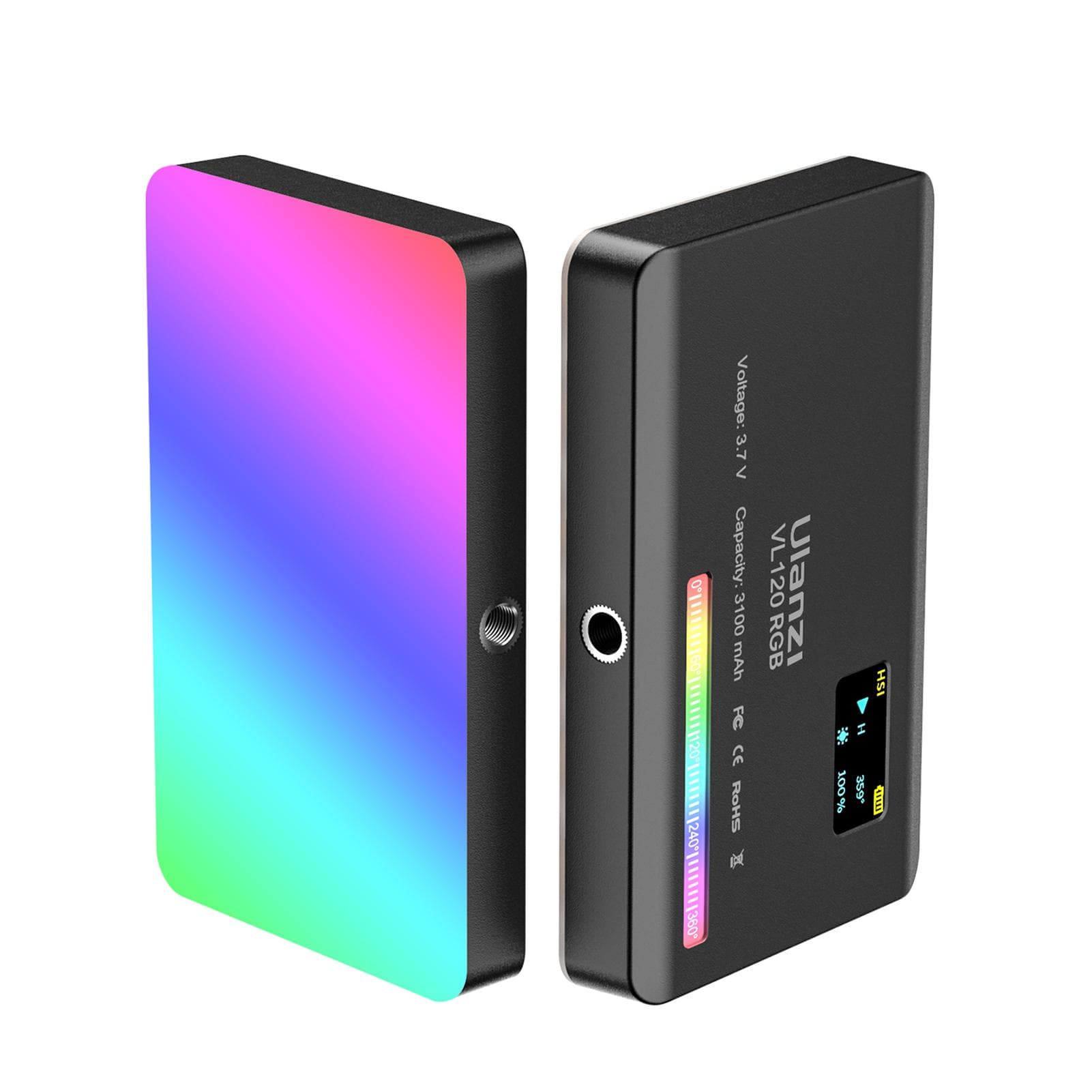 VL120 RGB Mini LED Video Light 2500K-9000K Photography Fill-in Light Dimmable CRI95+ 20 Lighting Effects Built-in Rechargeable Battery