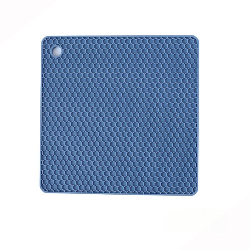 18cm Honeycomb Silicone Mat Drink Cup Coasters Heat Resistant Placemat Bowl Pad Square Non-Slip Pot Holder Kitchen Accessories 18x18cm light blue