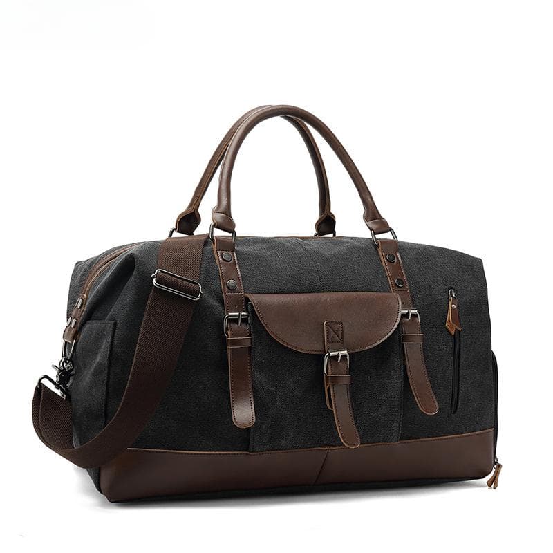 Canvas Travel Bag Europe and The United States Outdoor Shoulder Luggage Long and Short Travel Sports Fitness Bag Storage black