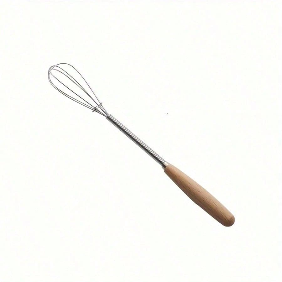 Whisk With Solid Wood Handle, Kitchen Mini Stainless Steel Egg Beater, Milk Whipper Wire Whisk For Blending, Whisking, Beating, Or Stirring 1pcs multicolour