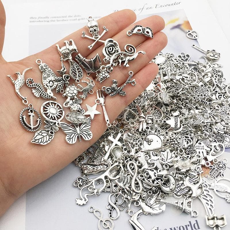 5/20/50Pcs Mixed Vintage Metal Animal Birds Charms Beads DIY Bracelet Pendant Neacklace Accessories For Jewelry Making Findings Silver Mixed-5PCS