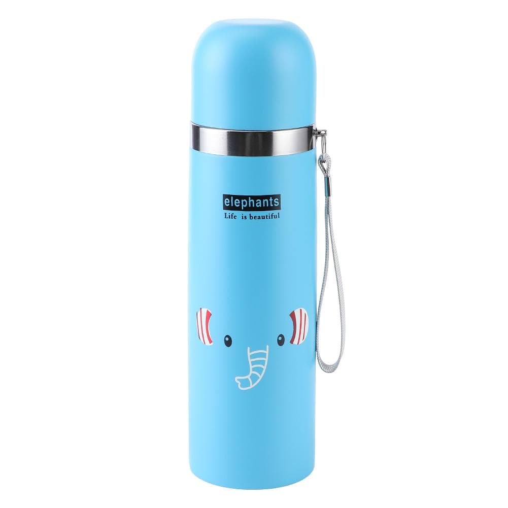 500ml Cartoon Vacuum Cup Portable Stainless Steel Insulation Water Bottle for ChildrenBlue 500ml blue