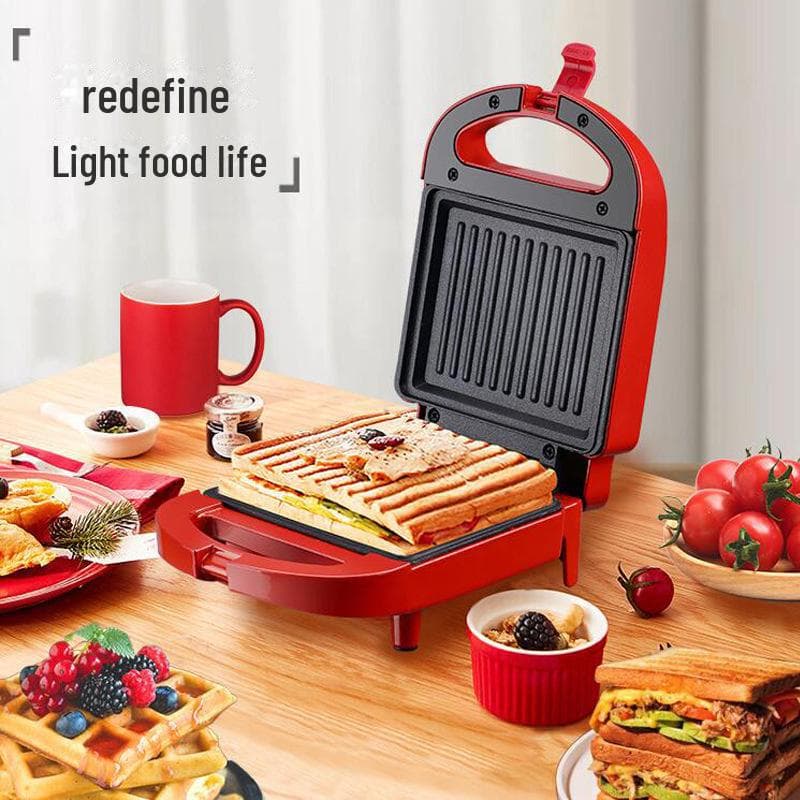 Multifunctional Household Bread and Waffle Maker for Toast and Sandwich Breakfasts Small Sandwich Maker 113 red