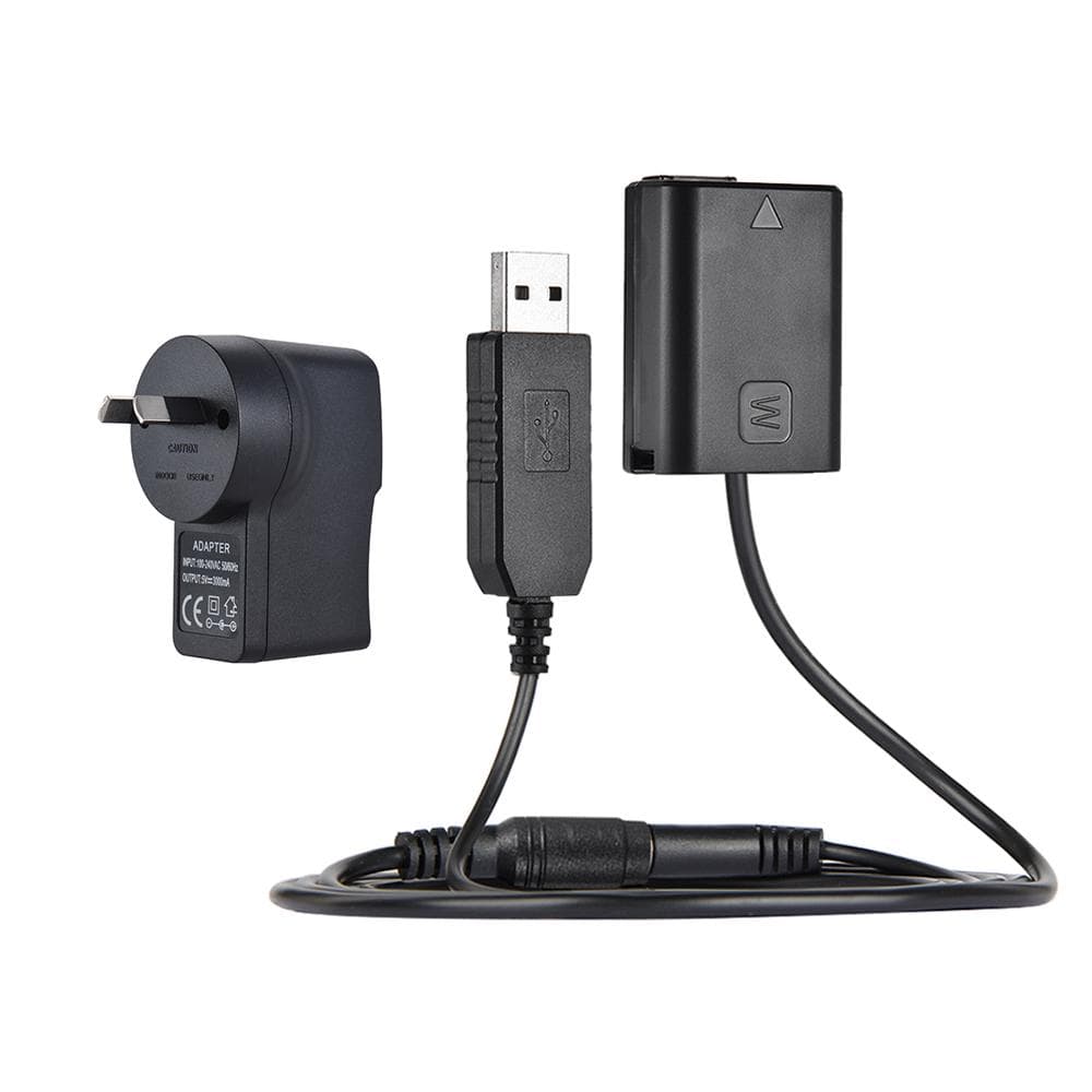 NP-FW50 Dummy Battery + 5V 3A USB Power Adapter Cable with Power Plug UK Plug