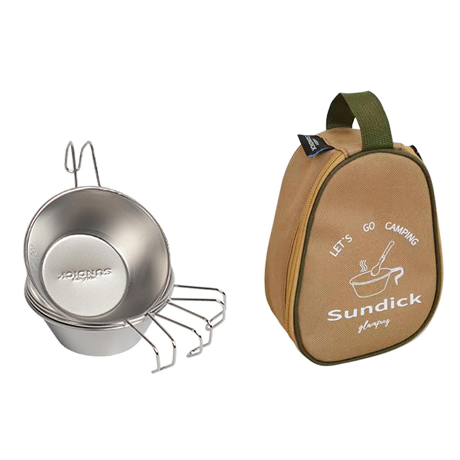 4PCS 310ml Stainless Steel Sierra Cups with Storage Bag Portable Outdoor Picnic Tableware Barbecue brown