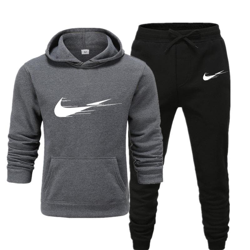 khaki Men/women Sportswear Sets Spring Autumn Brand Hooded Sweatshirt Casual Tracksuit Men 2 Piece Hoodies + Pants Men Clothing 2XL grey