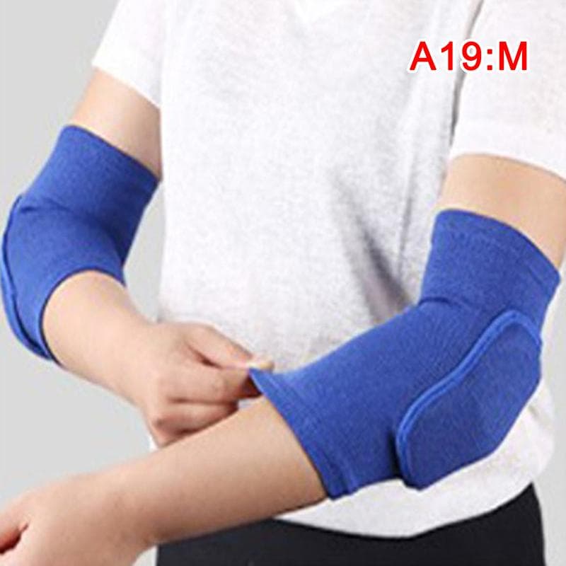 2Pcs Elastic Elbow Pads Thickened Sponge Elbow Knee Protectors Guard Basketball M blue