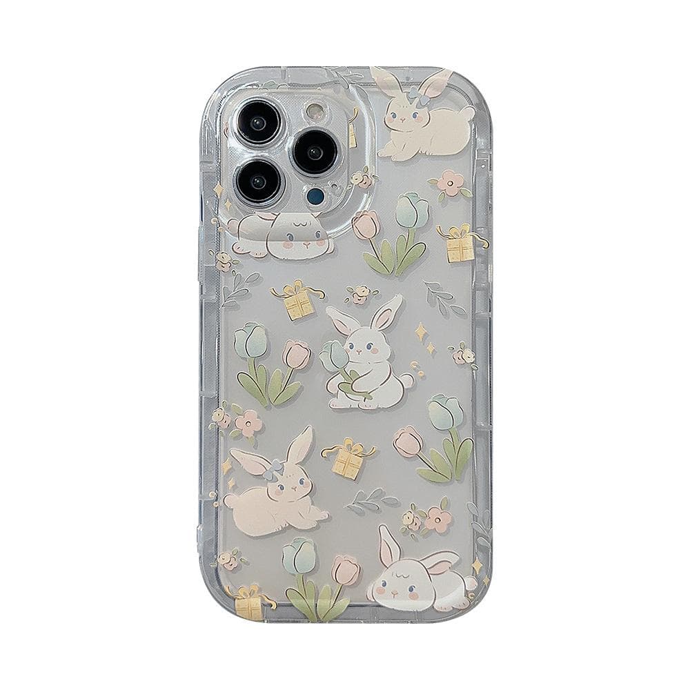 Flower Rabbit Iphone14 Apple Phone Case 16 Transparent 13pr Max Soft 12 Protective Case 11 Suitable for 14plus iPhone 8 Plus