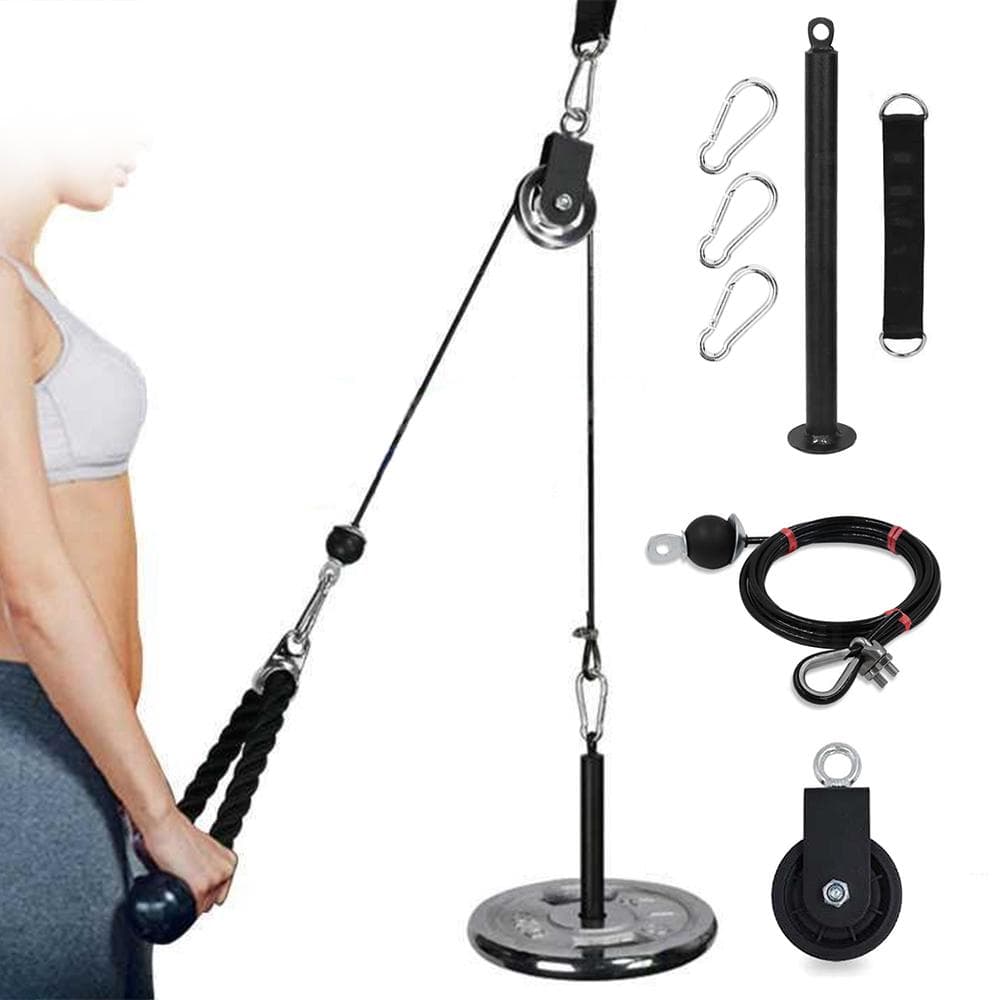 Pulley Cable Machine Attachment System with Upgraded Loading Pin Super-Silent Detachable 360 Degree Without Tricep Rope