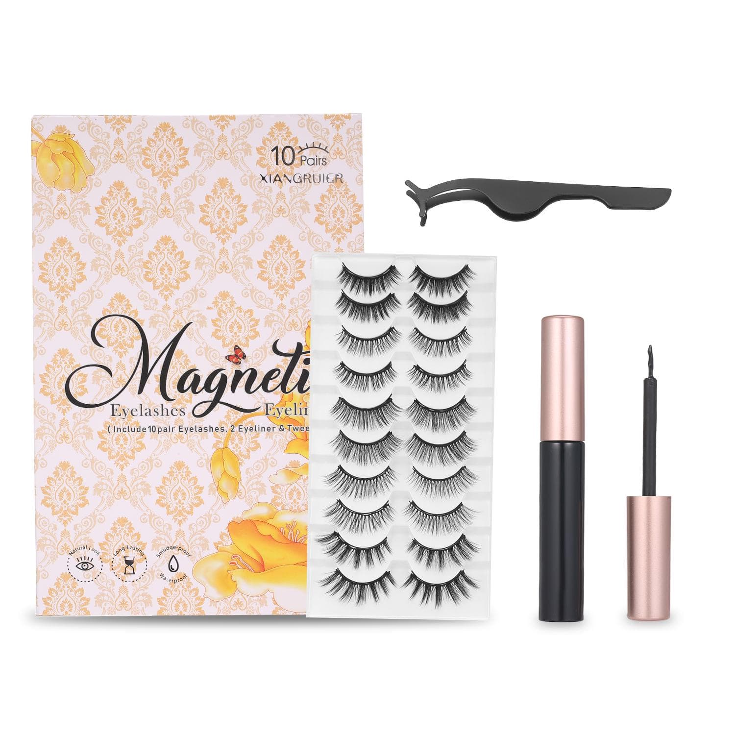Upgraded Magnetic Eyeliner and Magnetic Eyelashes Kit 10 Pairs False Eyelashes 2 PCS Magnetic 2