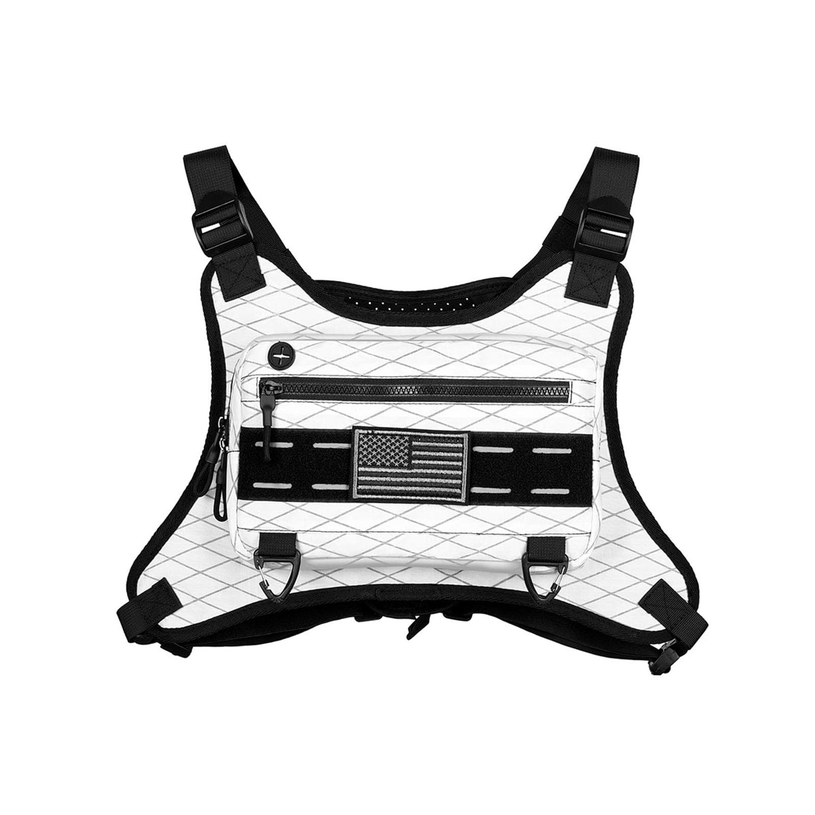 Breathable Sports Chest Bag Lightweight Adjustable Front Running Vest Bag white