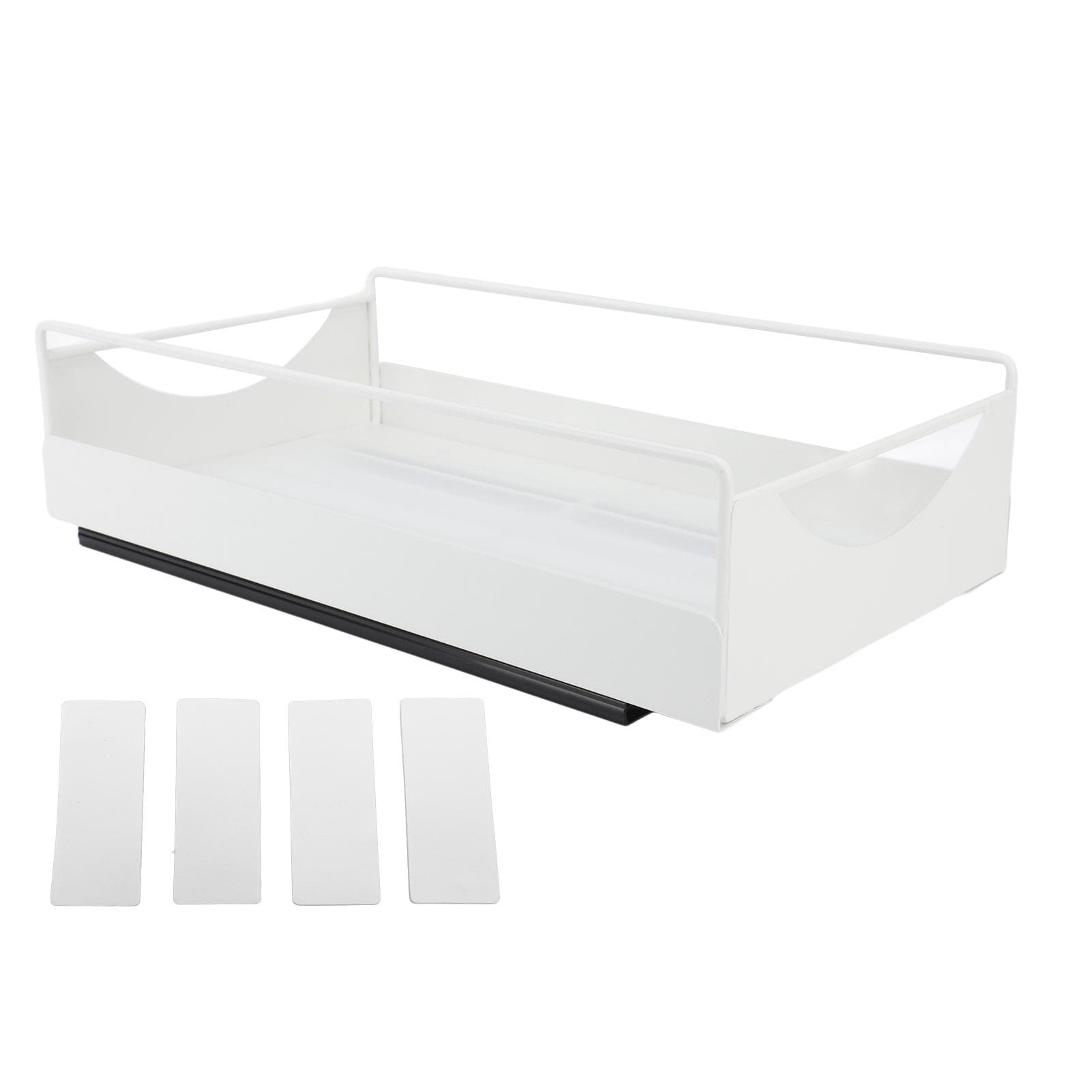 Pull Out Cabinet Organizer Carbon Steel Smooth Sliding Silent Slide Out Pantry Shelves for Bathroom white