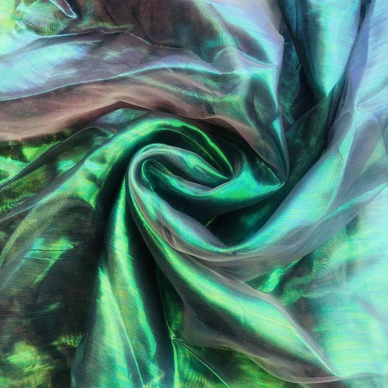 Colorful Fluorescent Yarn Silk Chiffon Laser Tulle Fabric Organza Glass Yarn Sewing Mesh Cloth black