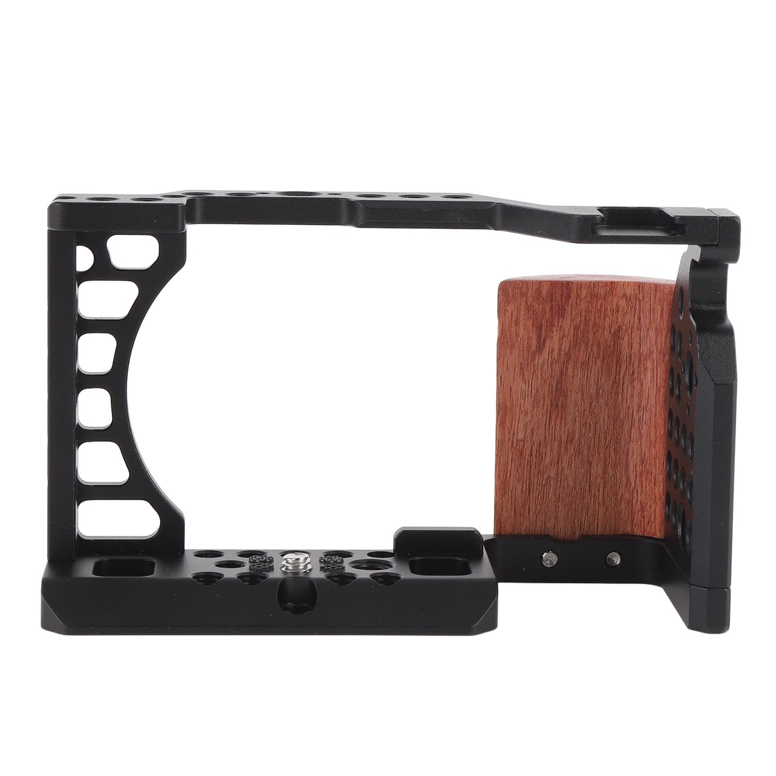 Camera Cage with Wood Handle 14 Inch 38 Inch Threaded Hole Cold Shoe Aluminum Alloy Camera Cage