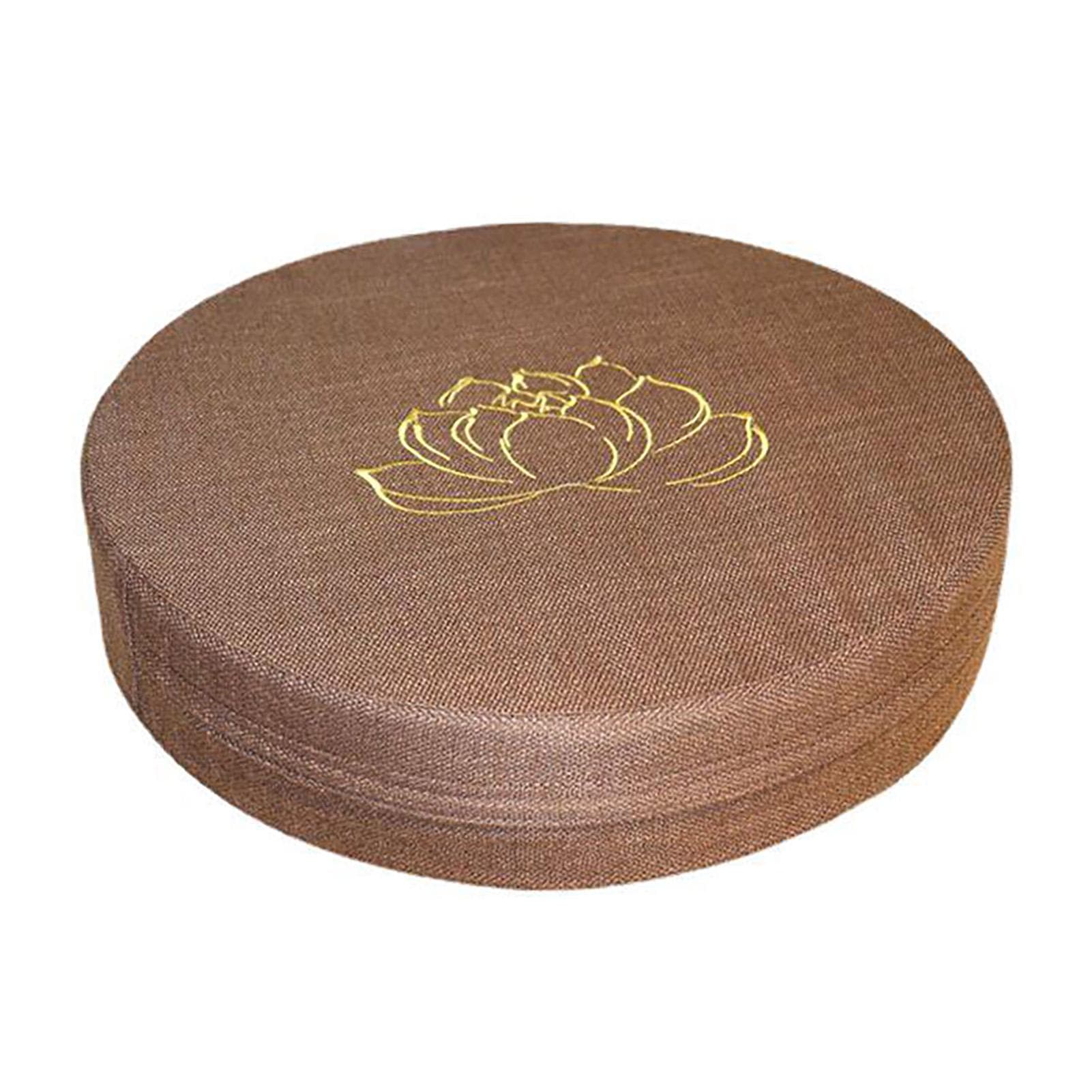 Meditation Cushion Round Hard Foam Cotton Linen Detachable Washable Comfortable Floor Pillow Mat coffee