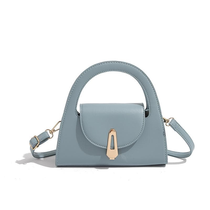 High-end Handbag, Women's Semi-round Single-shoulder Bag, Versatile for Commuting, Retro Lock Button Crossbody Bag blue