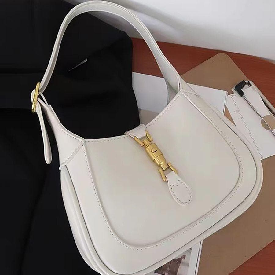 Vintage Horse Buckle French Underarm Bag Female Spring Summer Texture Niche Saddle Crossbody Bag white