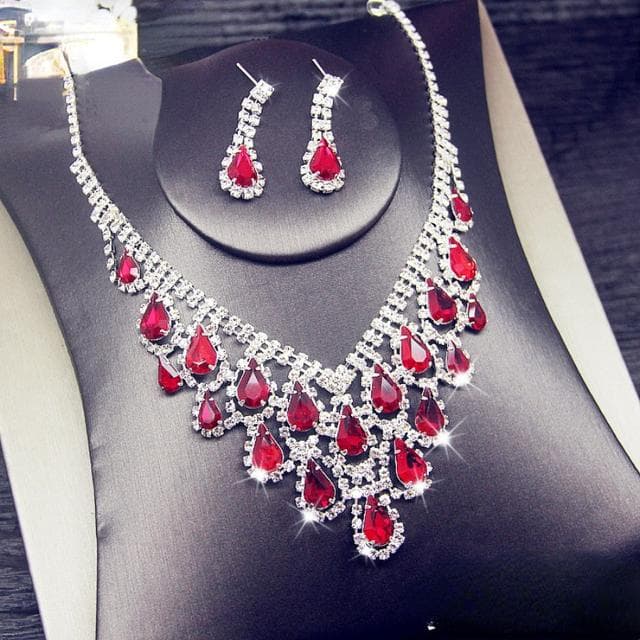 Bridal Crystal Full Diamond Necklace Earrings Two -Piece Set Exquisite High -End Knot Wedding Dress Necklace Accessories