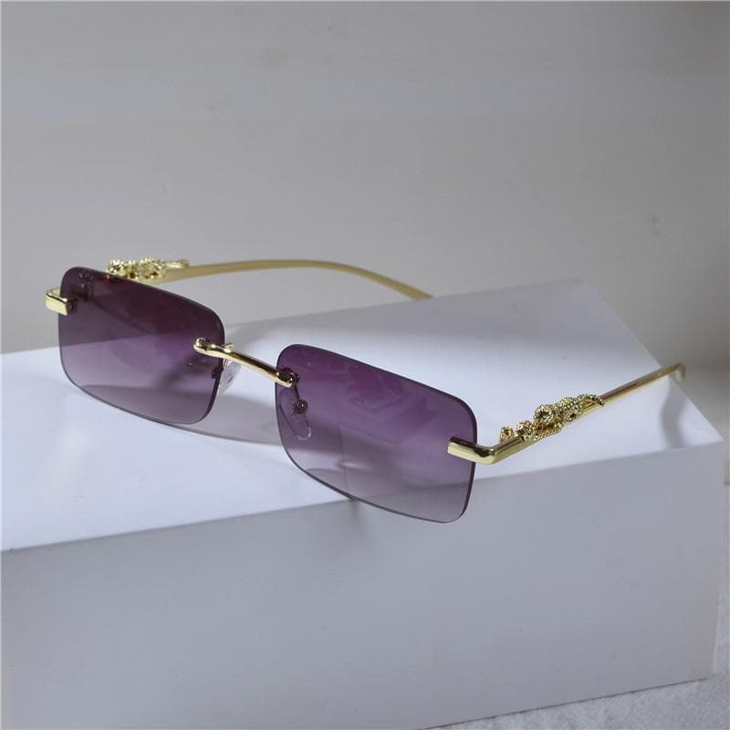 New Vintage Rimless Sunglasses Men Women Fashion Square Shades UV400 Double Bridge Gradient Glasses 1PC