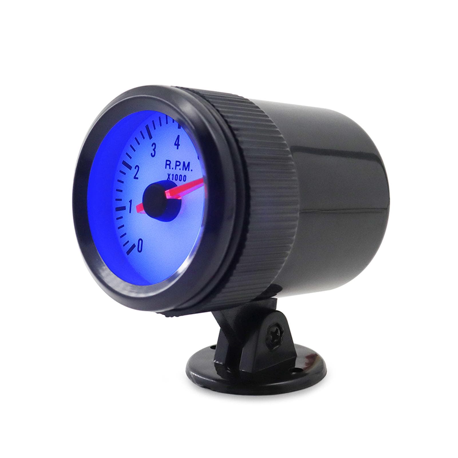 Tachometer Tach Gauge with Black Holder Cup for Auto Car 2 52mm 0-8000RPM Blue LED Light black