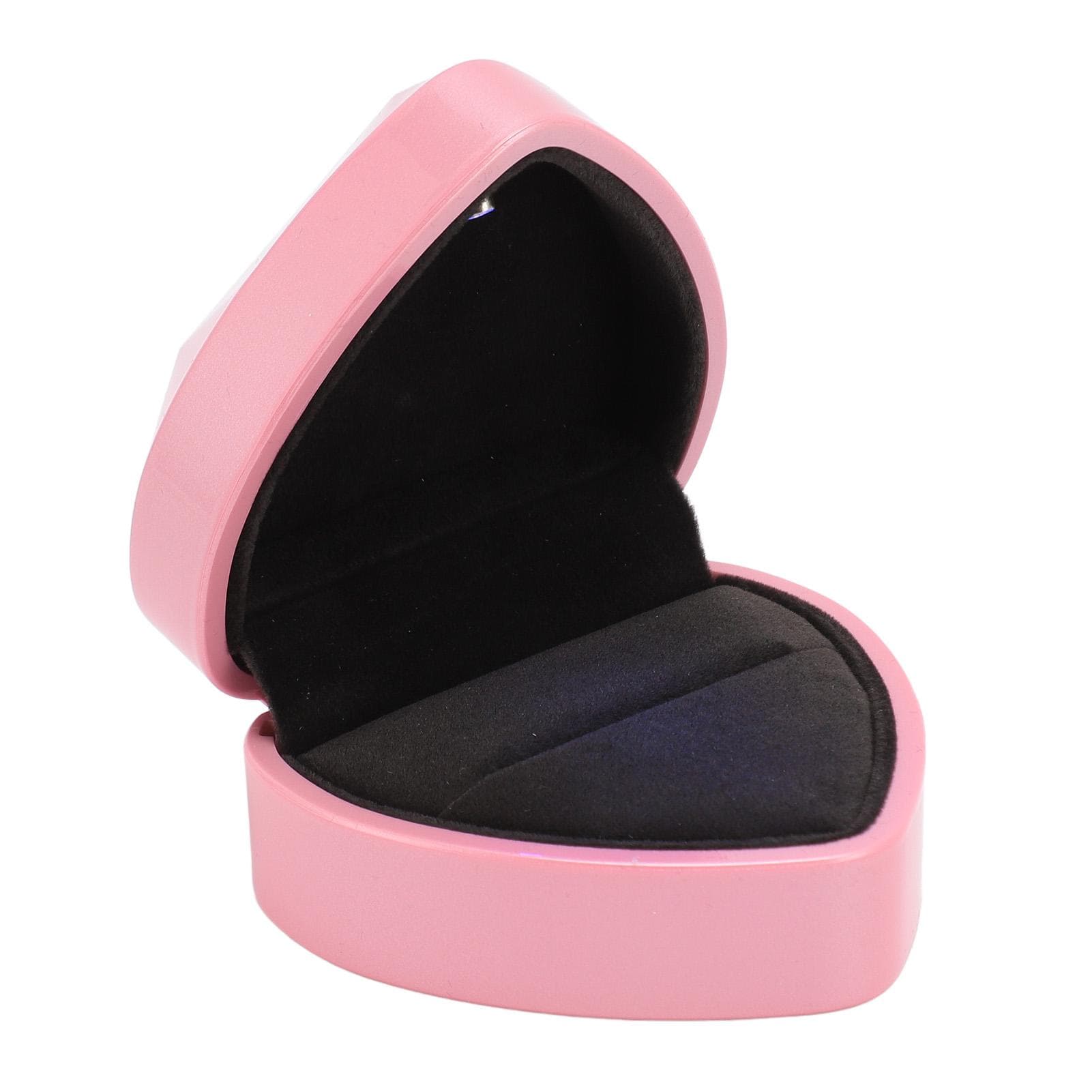 LED Heart Shaped Ring Box Light Luxury Elegant Innovative Engagement Ring Box for Proposal Wedding pink