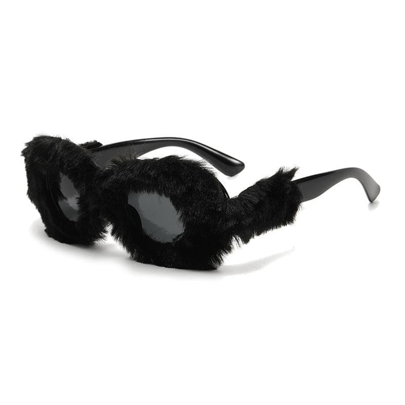Y2K Soft Full Woollen Punk Sunglasses Women Men Trend Fur Velvet Pink Sun Glasses Sexy Lady Luxury Brand Designer Eyewear