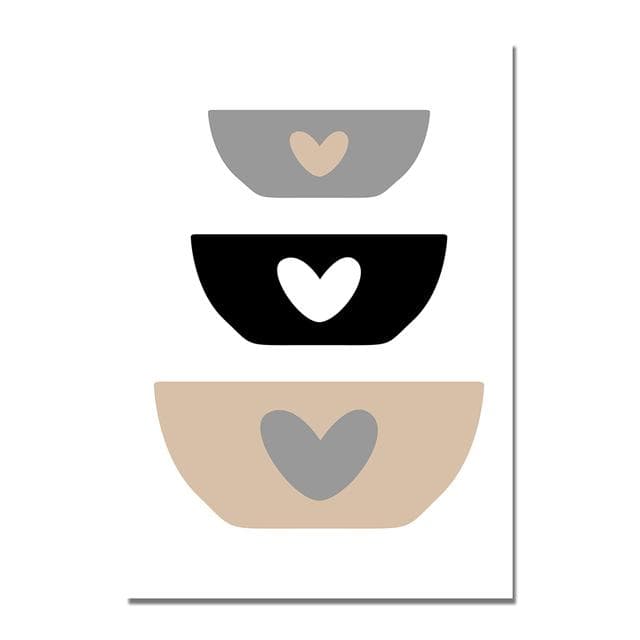 Coffee Cup Tableware Poster Wall Art Canvas Painting Kitchen Utensils Picture Printing Restaurant Cafe Room Home Decoration 21X30cm No Frame