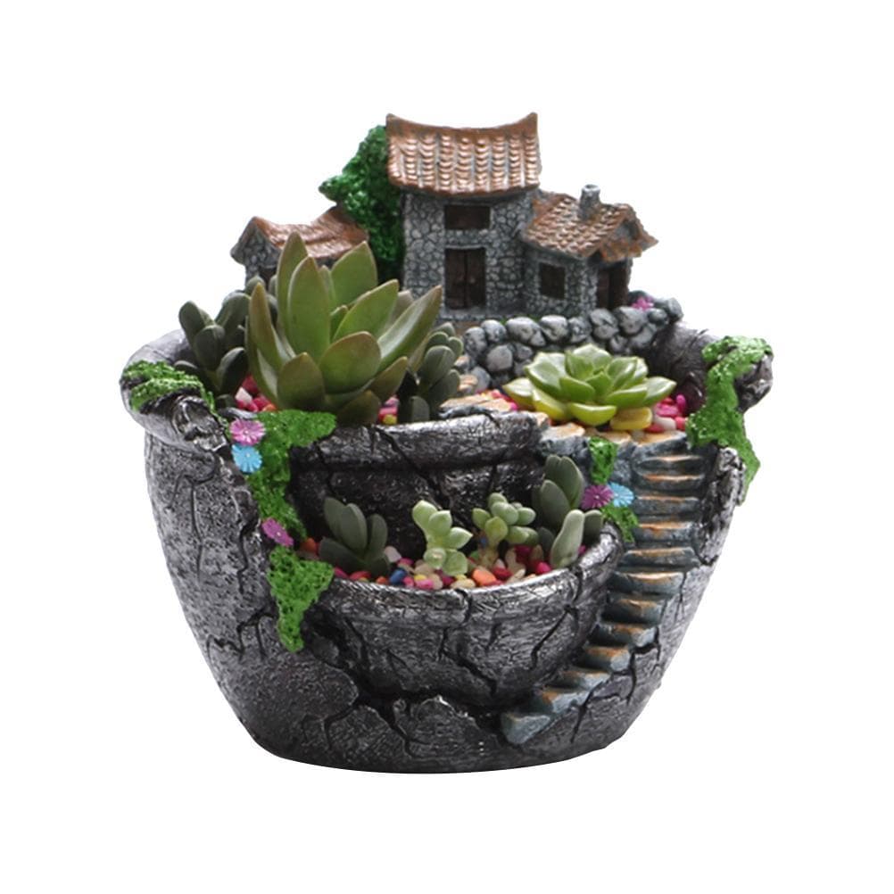 Plants Pot Succulent Plants Pot with Sweet House Flower Basket Planter Pot Garden Decoration silver