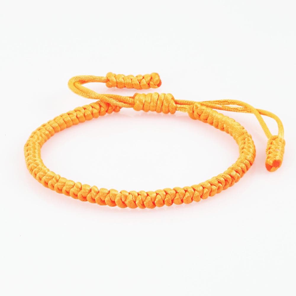 Tibetan Retro Braided Silk Bracelet with Eight-Character Knot for Men and Women orange