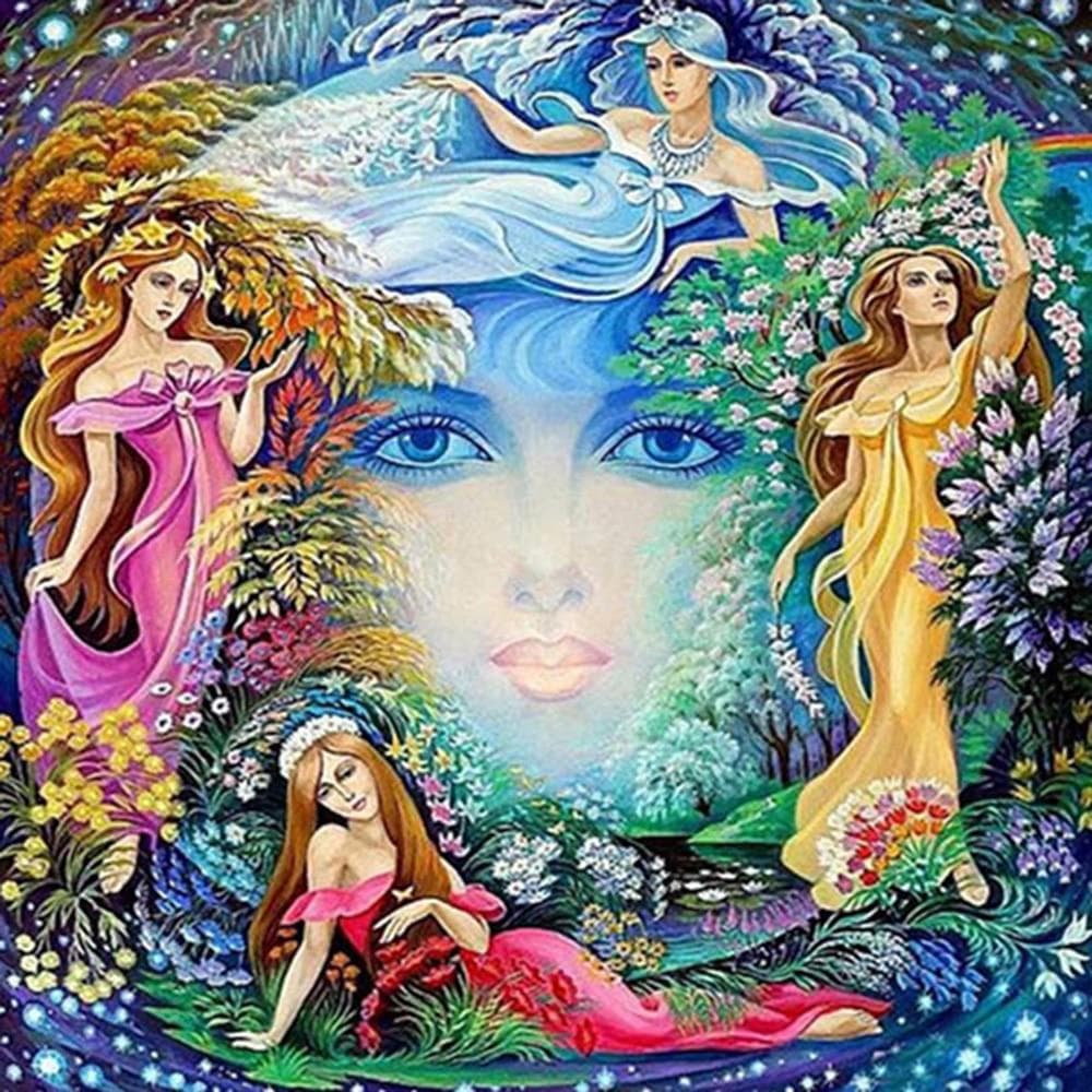 Cross Stitch Kit DIY Diamond Embroidery Flower Fairy Diamond Painting Mosaic Home Decor 30X30CM