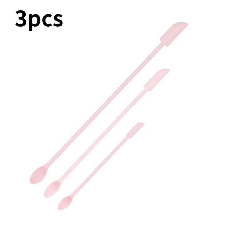 Silicone Mini Spatula Jar Scraper Scoop Tip Long Spatula Cosmetic Bottle Tool pink
