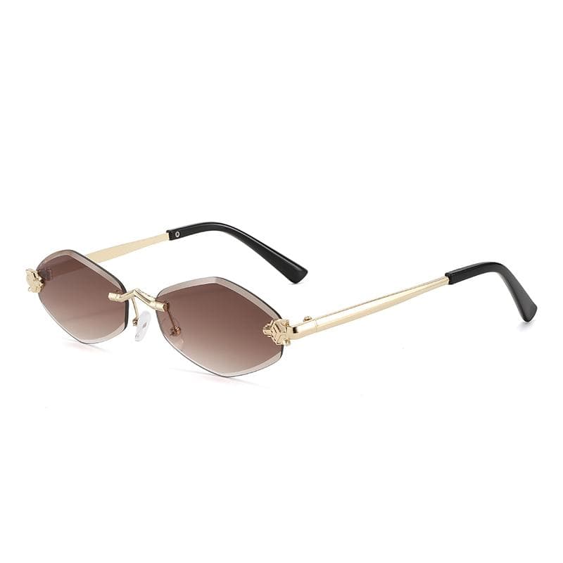 Fashion Rimless Irregular Rhombus Metal Sunglasses UV400 Luxury Brand for Women Men Travel Driving Eyewear
