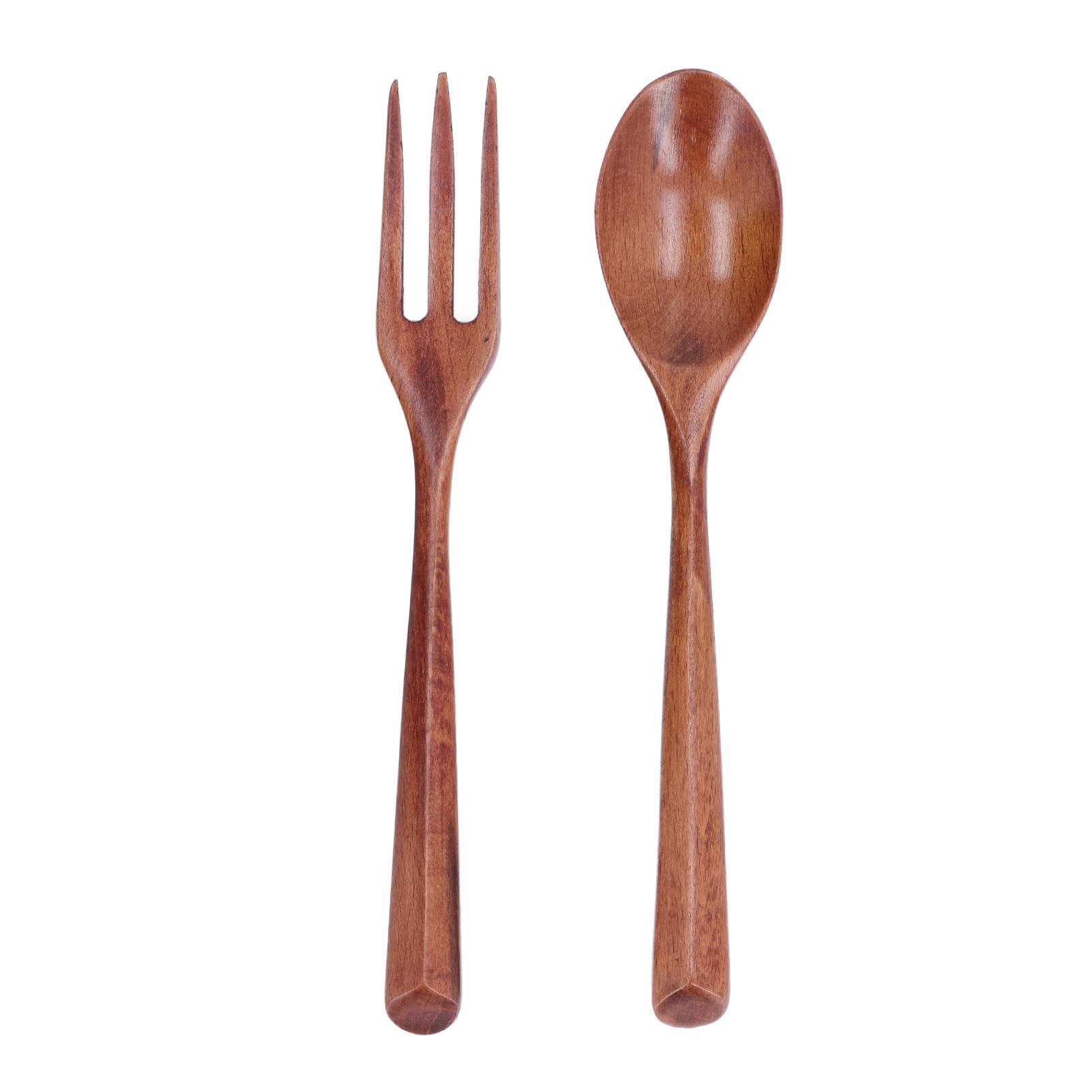 2pcs Wooden Fork Spoon Set Heatproof High Hardness Dinnerware Tableware for Childrens L(for 6.5-9kg)