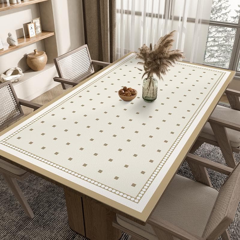 Waterproof Tablecloth for Dining Table Decoration Accessories Oil-proof Kitchen Restaurant Desk Mat Beige PvcTable Cloth No-wash Custom size