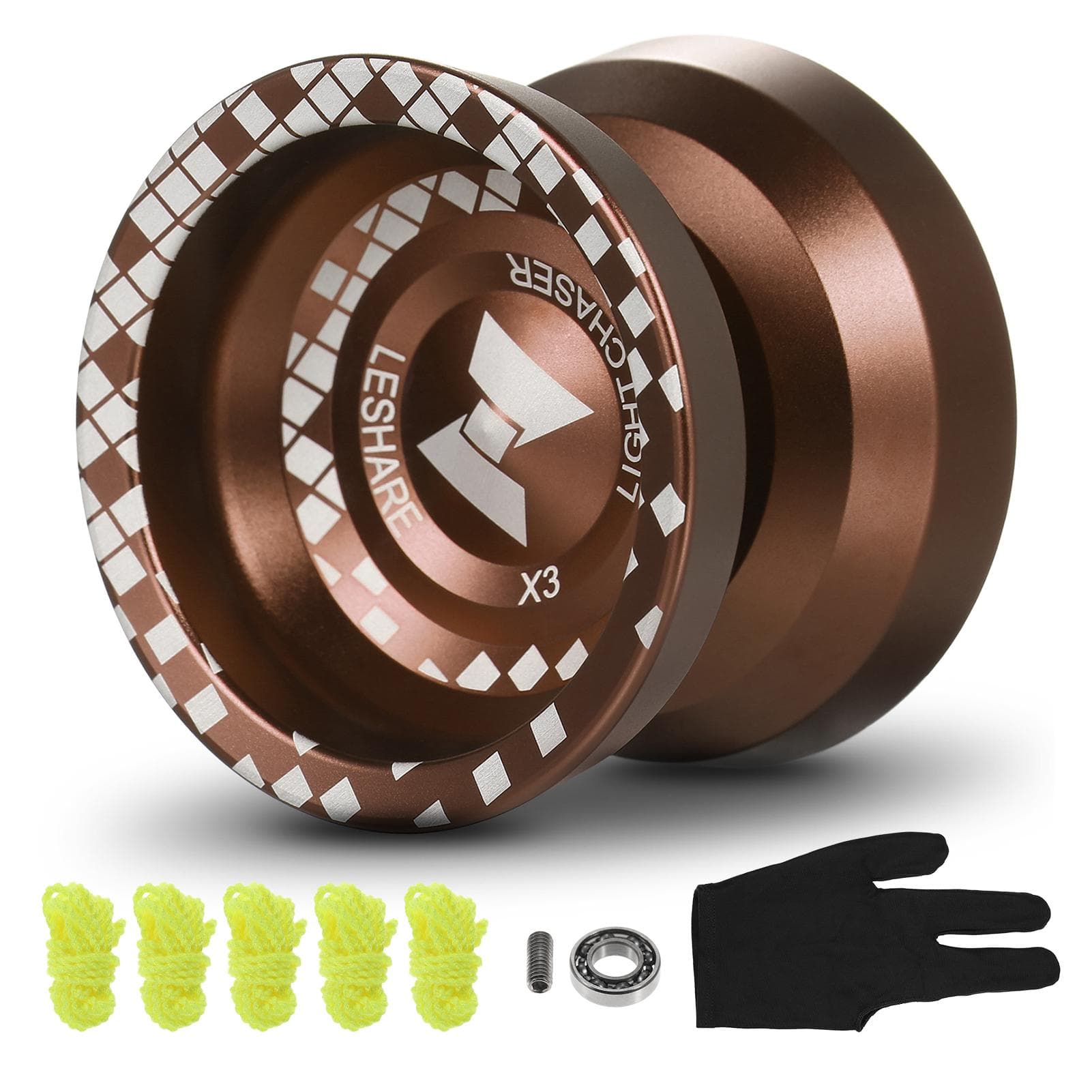 Professional Yoyo Ball Aluminum Alloy Responsive YoYo with Unresponsive Bearing for Professionals Beginners 1 brown