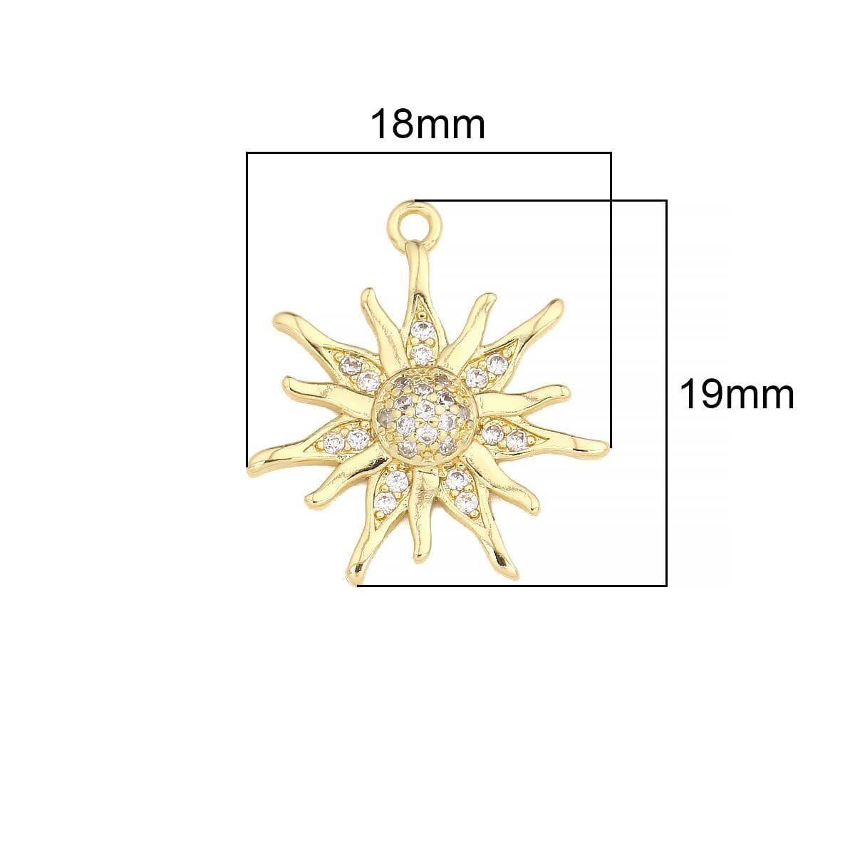 Copper Zircon Sun Lightning Charms Pendants for Necklace Earring Bracelet Making 18x19mm gold