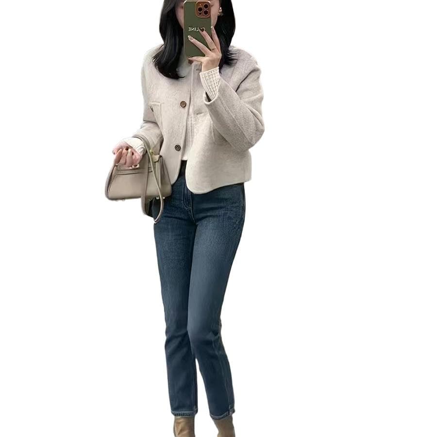New Xiaoxiangfeng Temperament Niche Short Woolen Coat Women's Autumn and Winter Korean Top 2XL