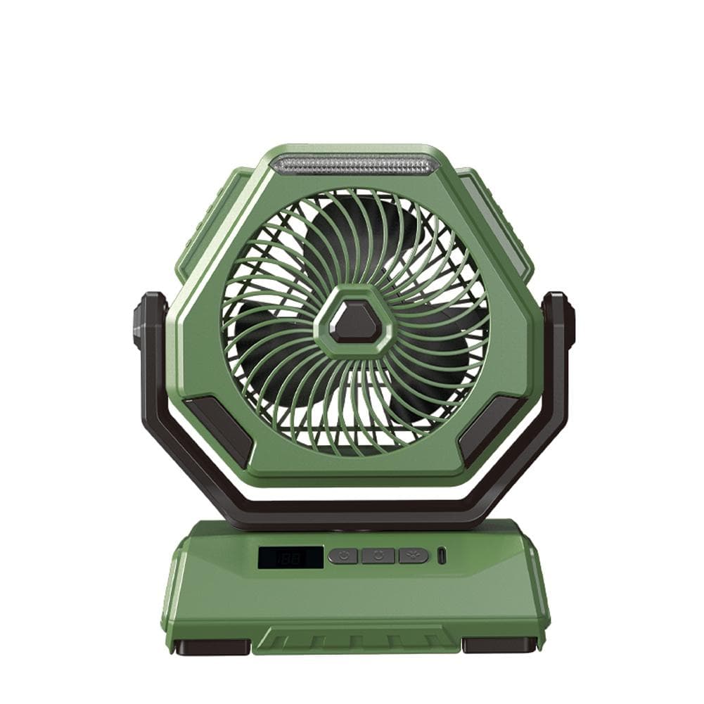 Multifunctional Camping Fan with LED Light 6 Inch USB Battery Operated Fan Ceiling Tent Light with Type 2 green