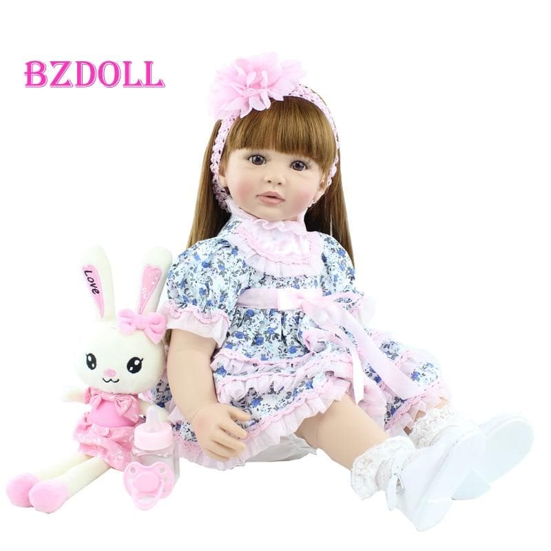 BZDOLL 60cm Reborn Toddler Doll Cloth Body 24inch Soft Vinyl Limbs Princess Dolls Girls Birthday Gift Child Play House Toy Girl-14