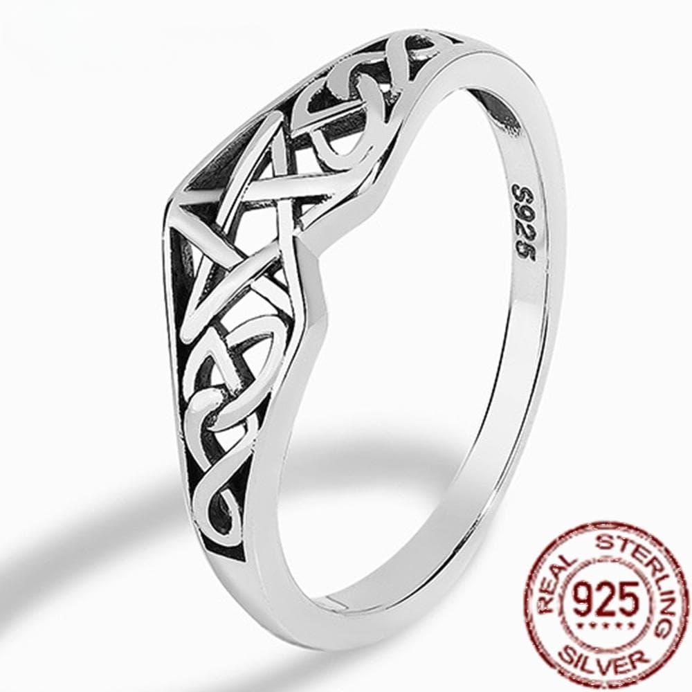 S925 Sterling Silver Pentagram Star Women Ring Celtic Filigree Design Simple Engagement Wedding Bands Party Jewelry 9&925 sterling silver