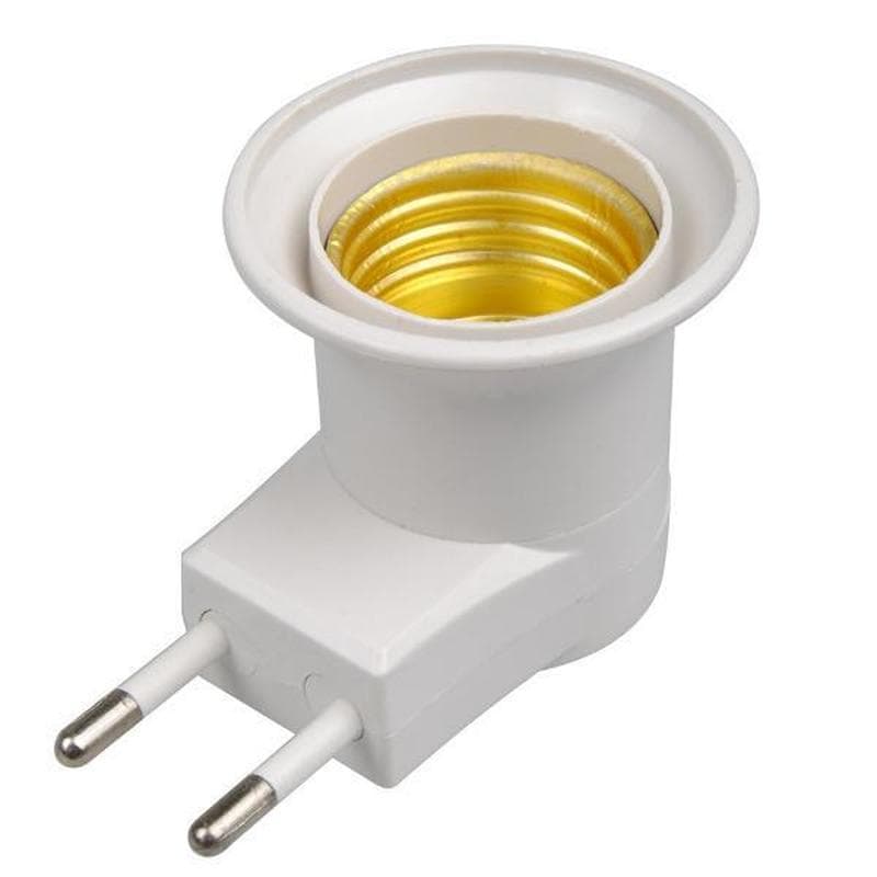 2pcs Light Bulb Socket To Eu Plug Adapter/power on-off Control Switch white